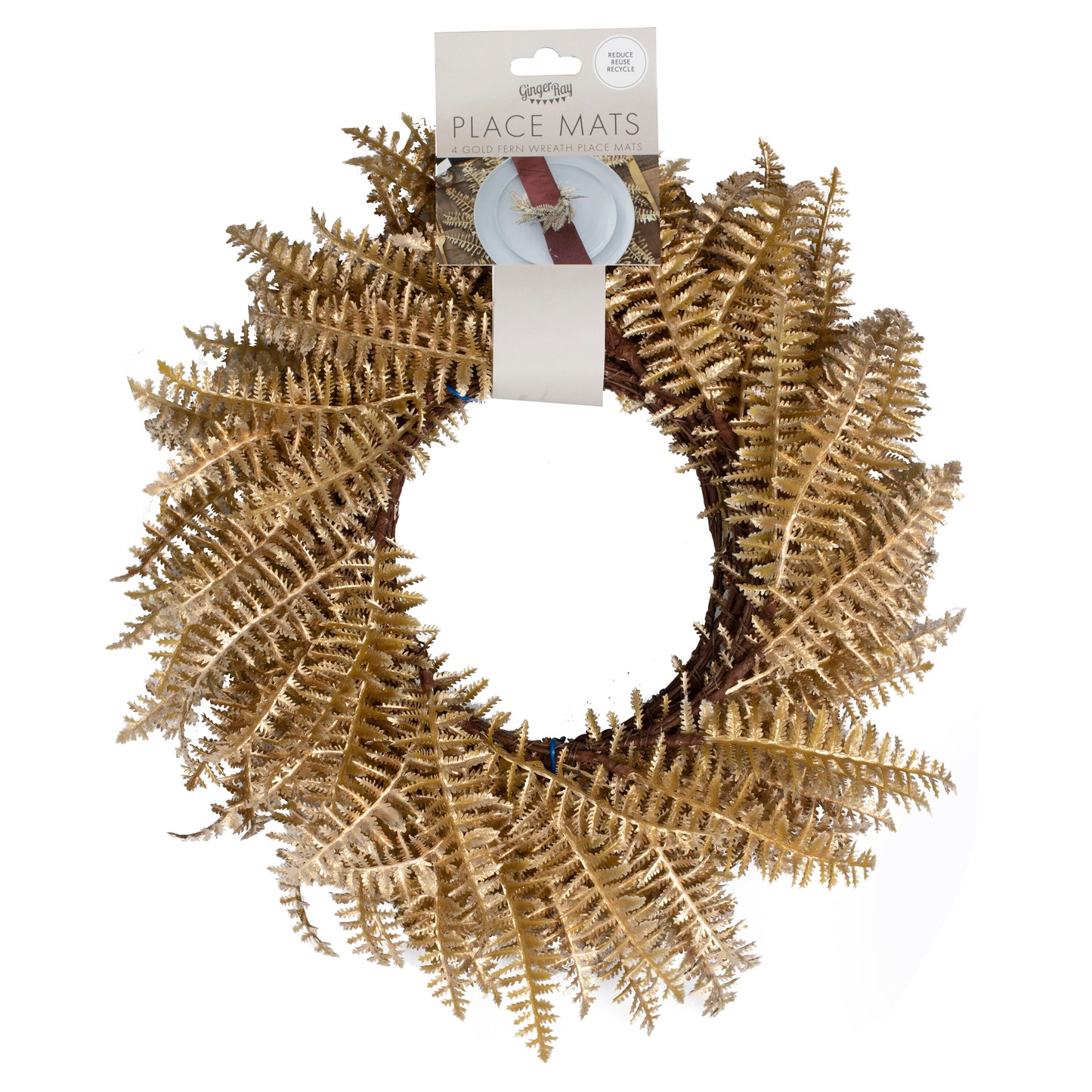 Gold Fern Wreath Christmas Table Place Mats