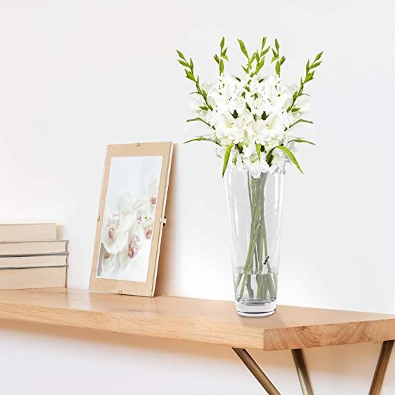 Etched Heart Detail Crystal Glass Vase | M&W	
