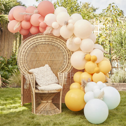 Muted Pastel Balloon Arch and Pampas Kit
