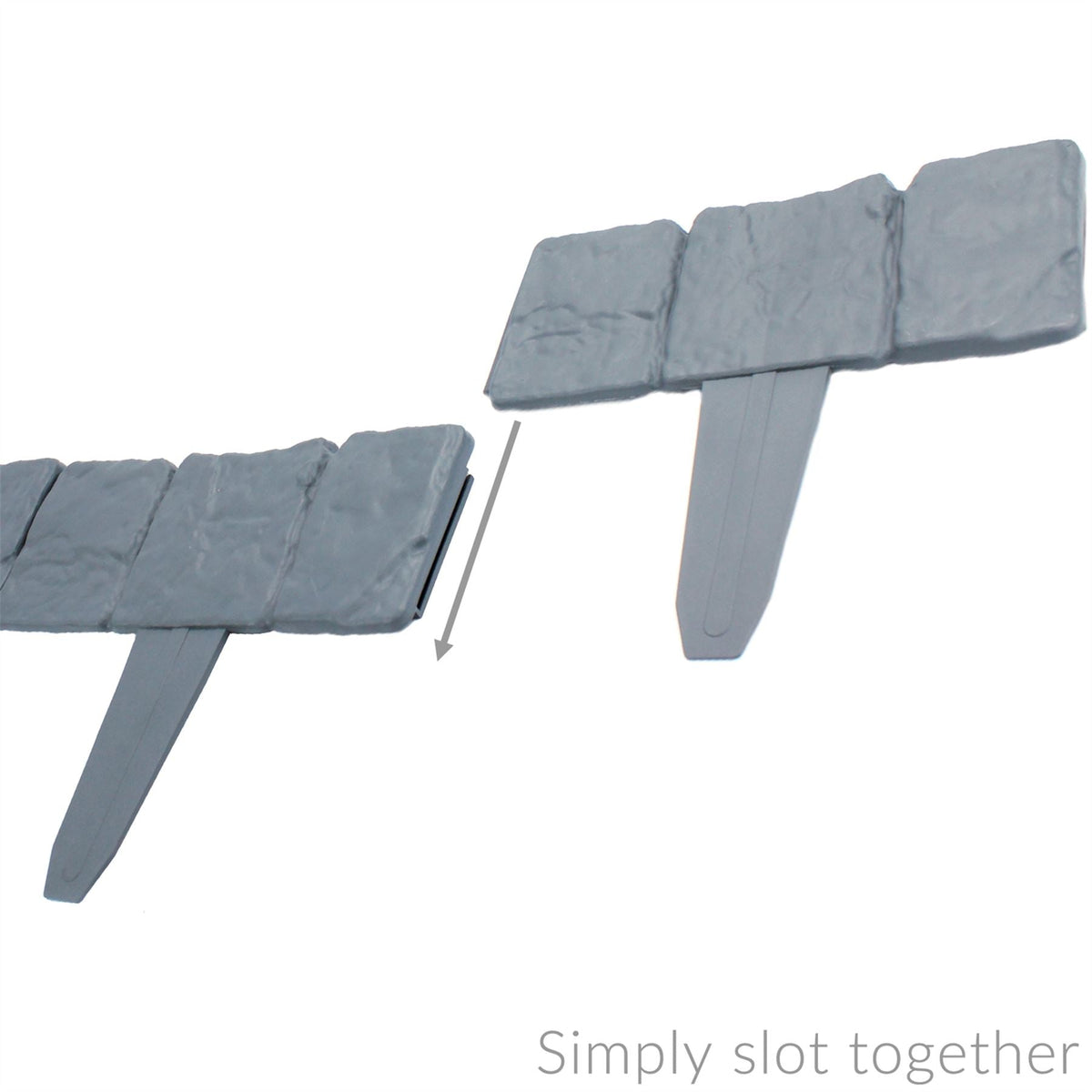 Stone Effect Lawn Edging Grey 5M - Pack of 20 | Pukkr	