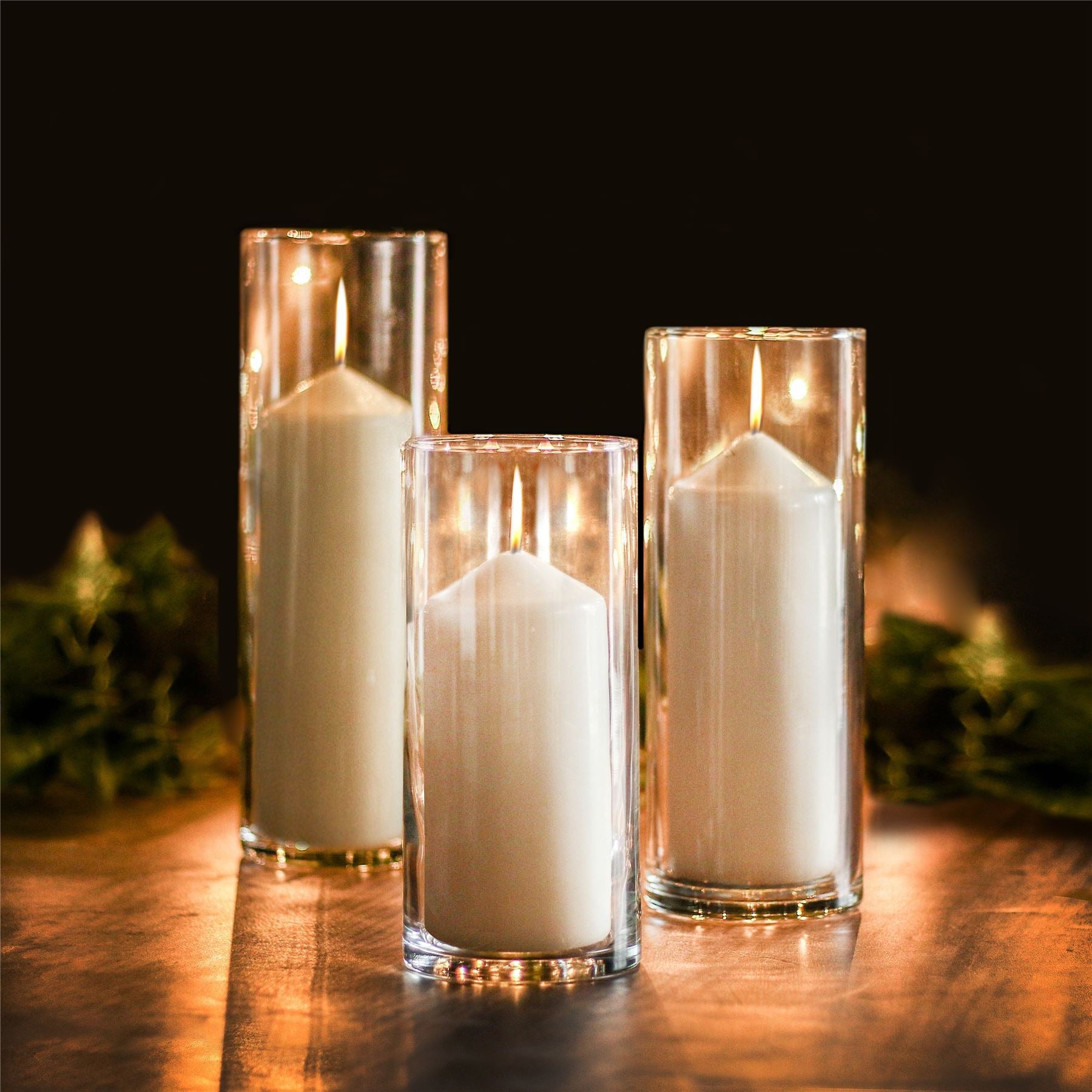 Glass Candle Cylinders - Set of 3 | M&W	