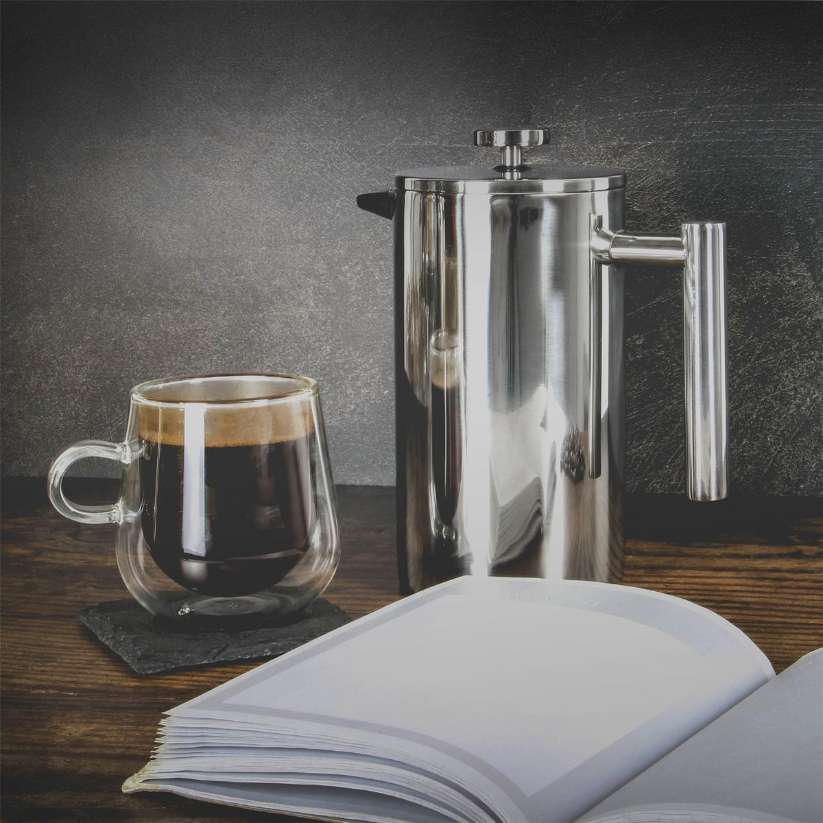 French Press Cafetiere Steel Coffee Maker 1500ml | M&W	