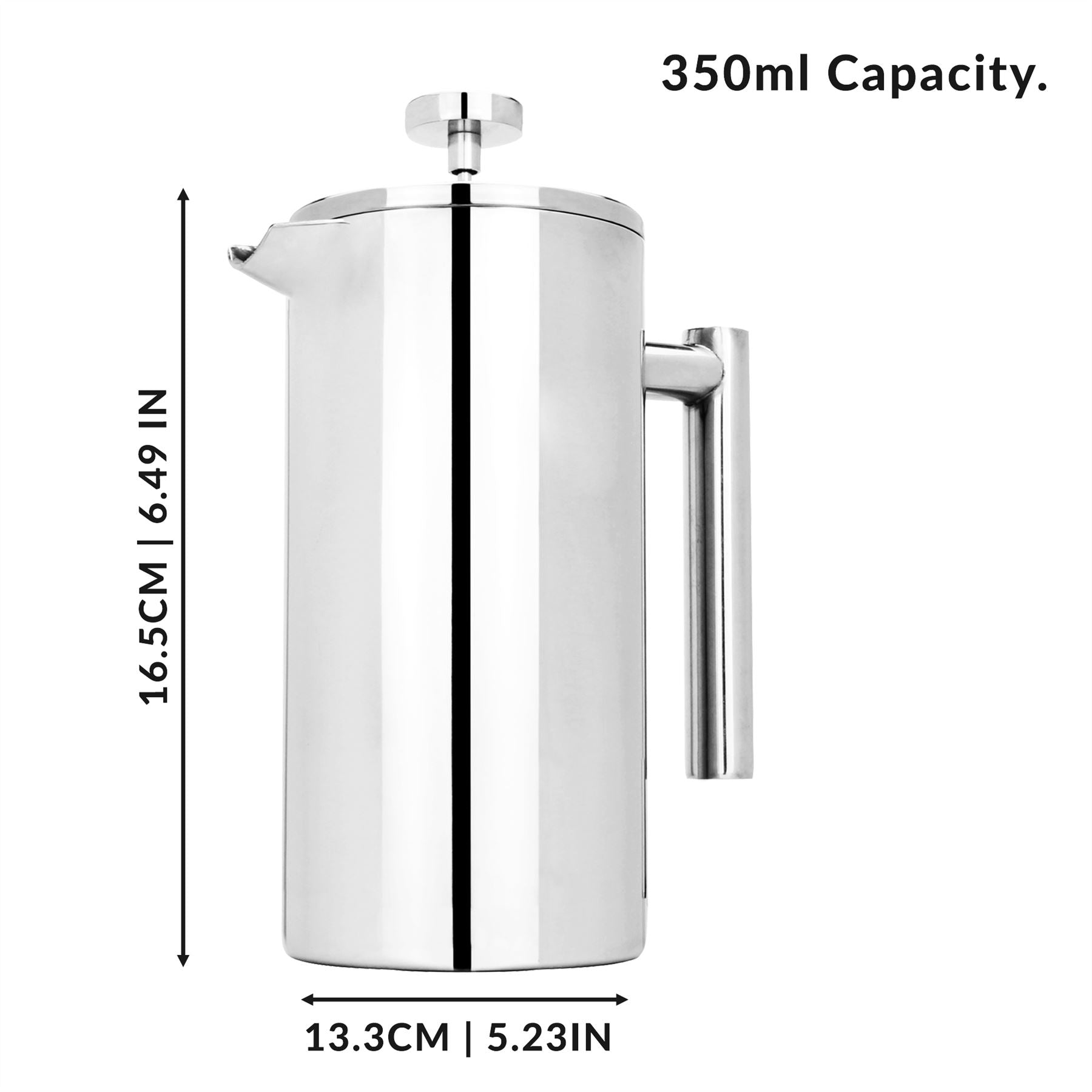 French Press Cafetiere Steel Coffee Maker 350ml | M&W	