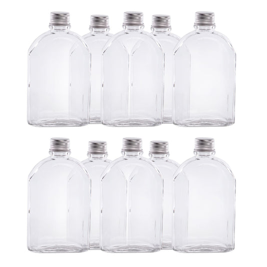Glass Flask Bottles with Lids 350ml - Set of 10 | Pukkr	