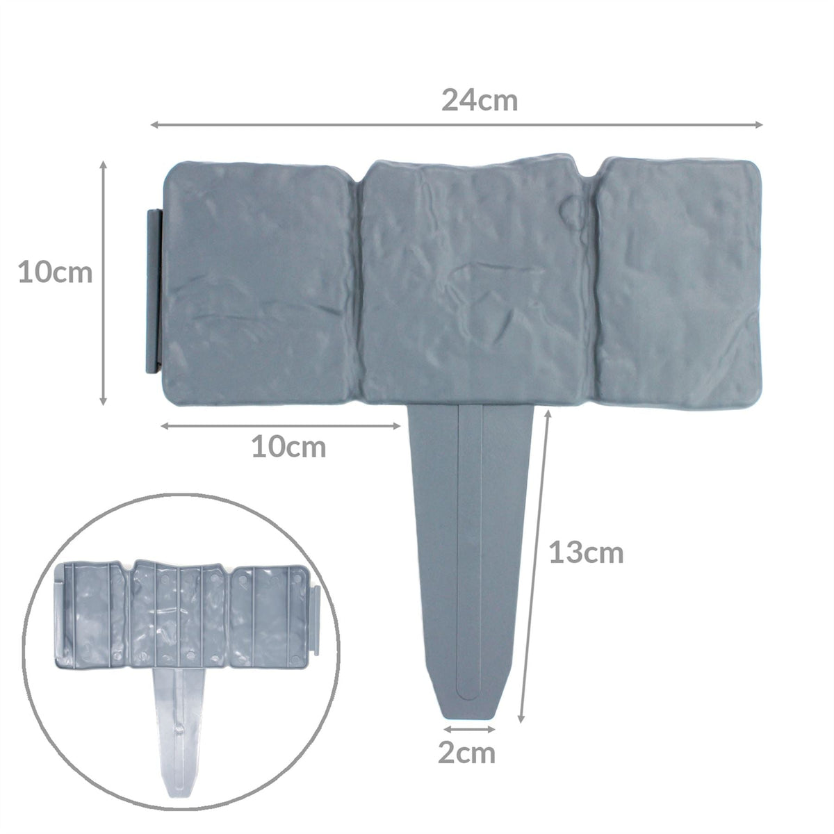 Stone Effect Lawn Edging Grey 5M - Pack of 20 | Pukkr	