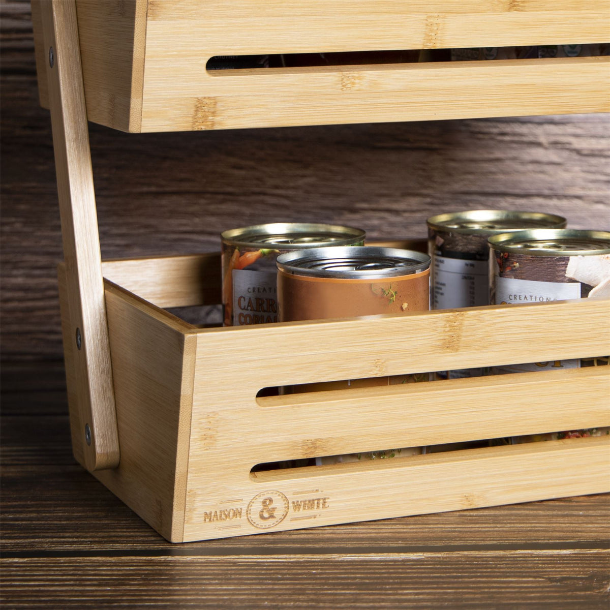 Bamboo Storage Basket 2 Tier | M&W	