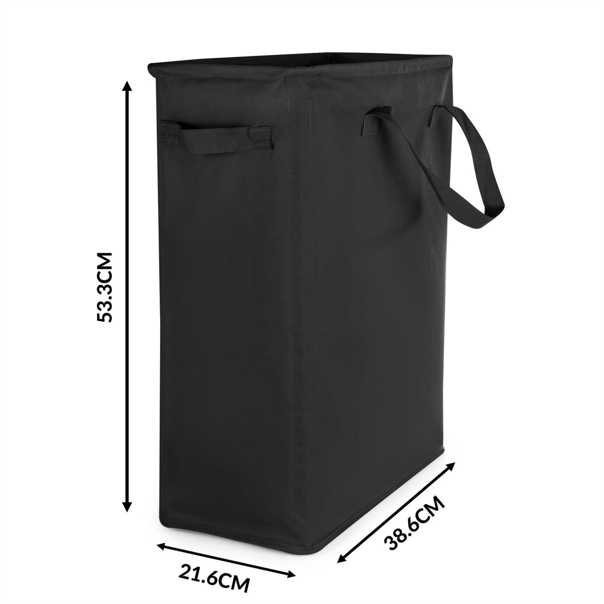 45L Slim Laundry Basket with Handles Black | M&W	