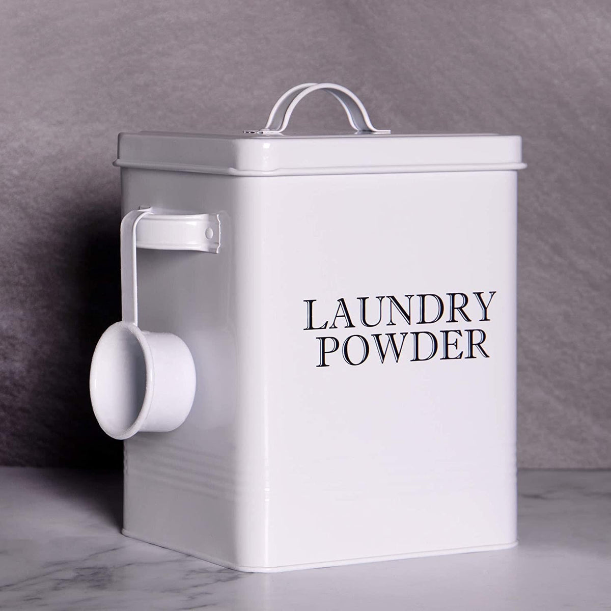 Laundry Powder Storage Tin with Scoop White | M&W	