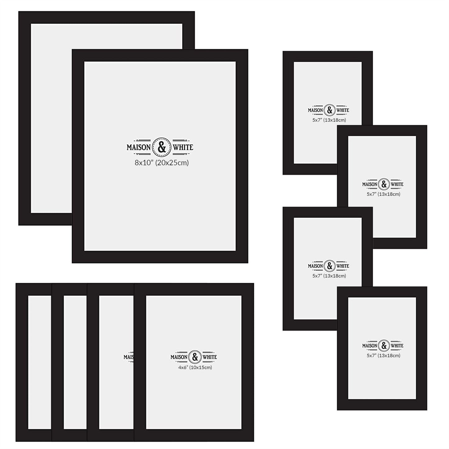 Assorted Photo Frames - Set of 10 Black | M&W	