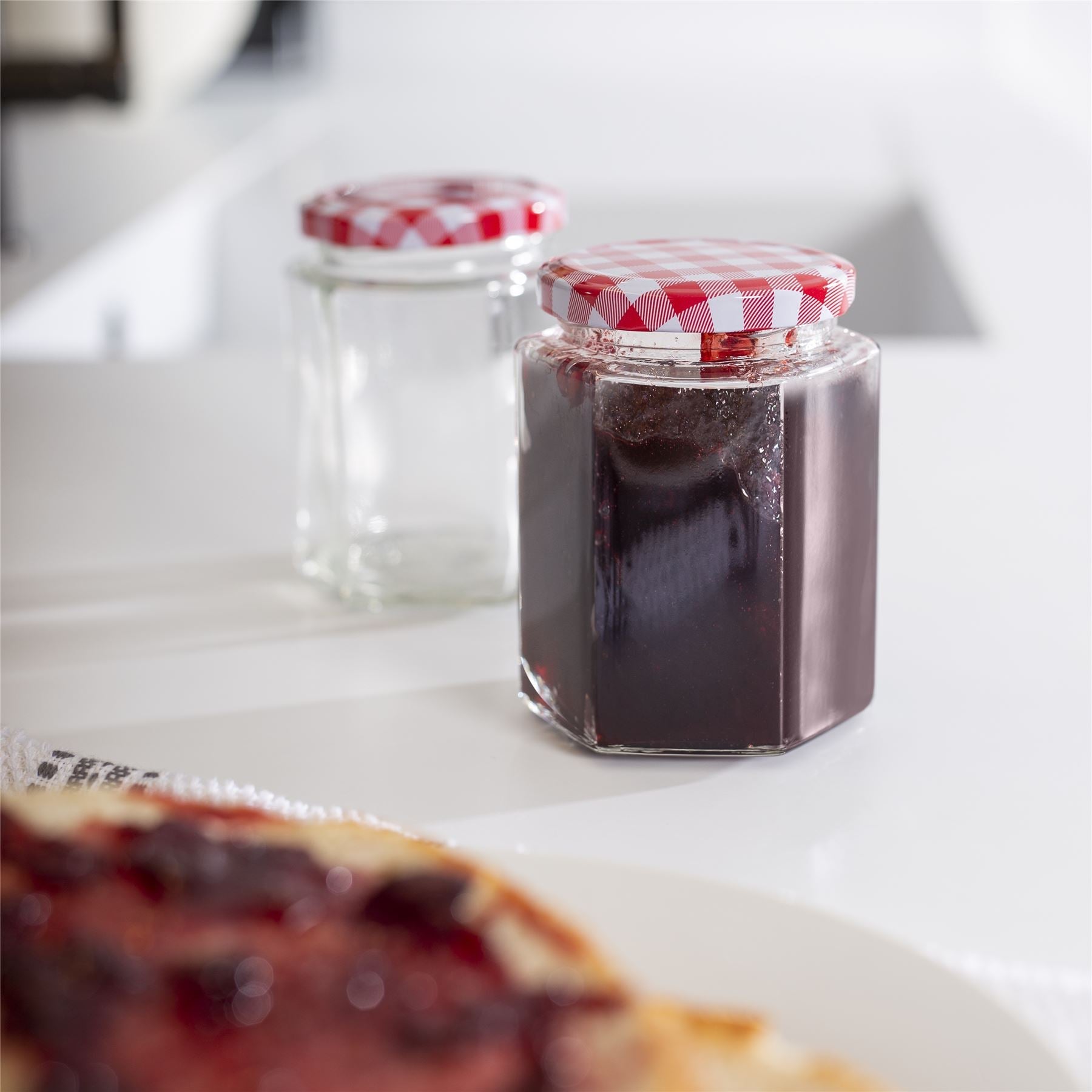 Hexagonal Mouth Glass Jam Jars - Set of 24 | M&W	