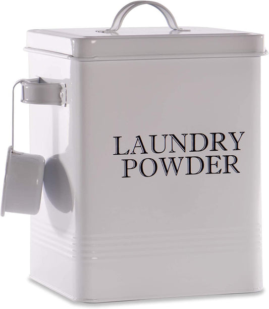 Laundry Powder Storage Tin with Scoop White | M&W	
