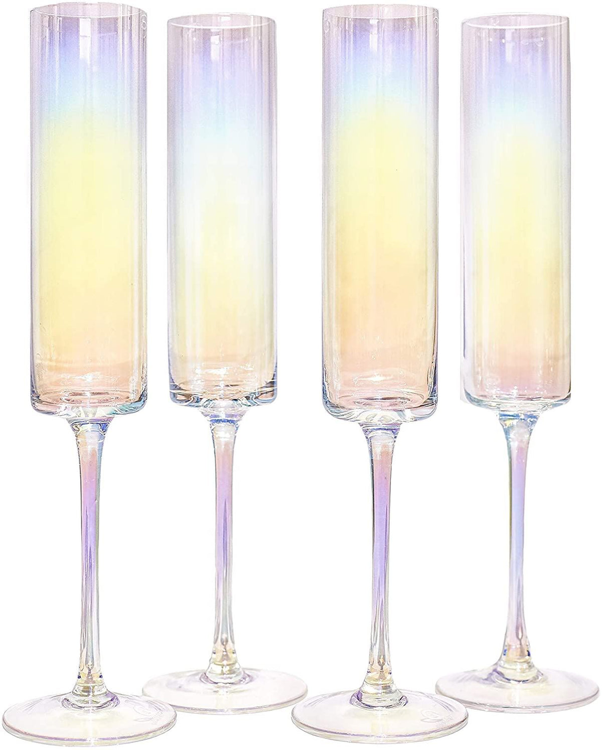 Edge Champagne Flutes - Set of 4 Iridescent | M&W	