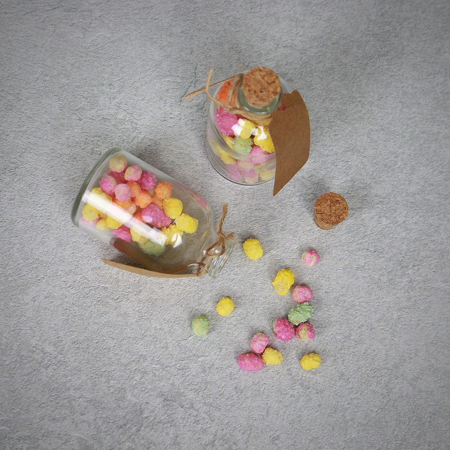 Mini 50ml Glass Bottles with Decorative Labels - Set of 12  | M&W	