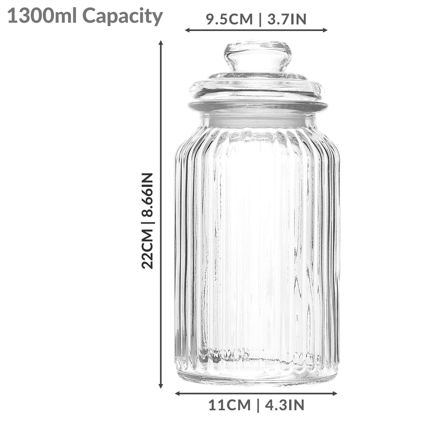 Vintage Airtight Glass Jars 1300ml - Set of 3 | M&W	