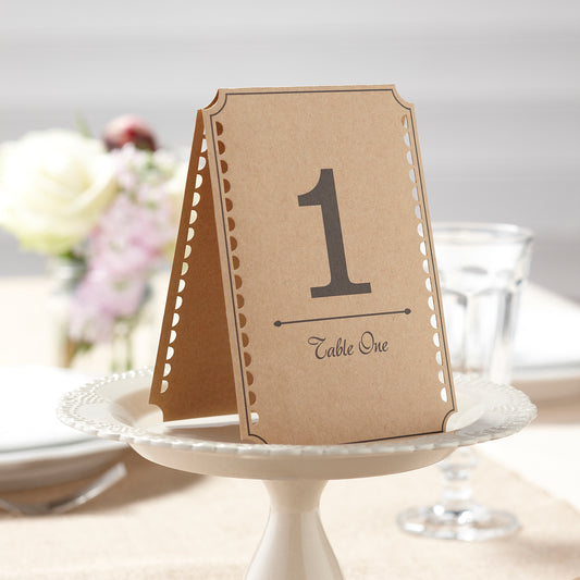 Brown Kraft Table Numbers - Vintage Affair