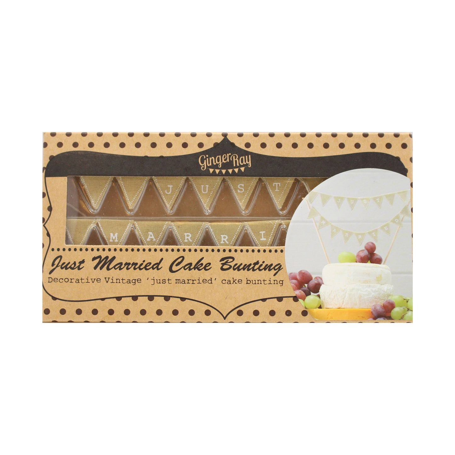 Just Married Wedding Cake Topper Bunting