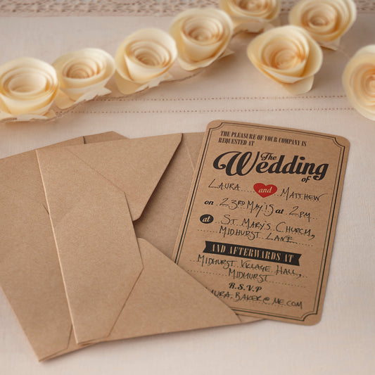 Wedding Invitations in Brown Kraft - Vintage Affair