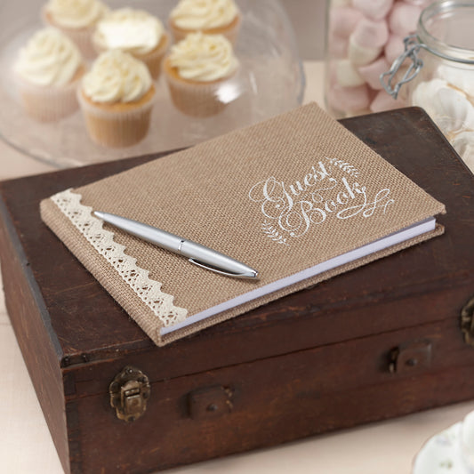 Hessian Burlap Guest Book - Vintage Affair
