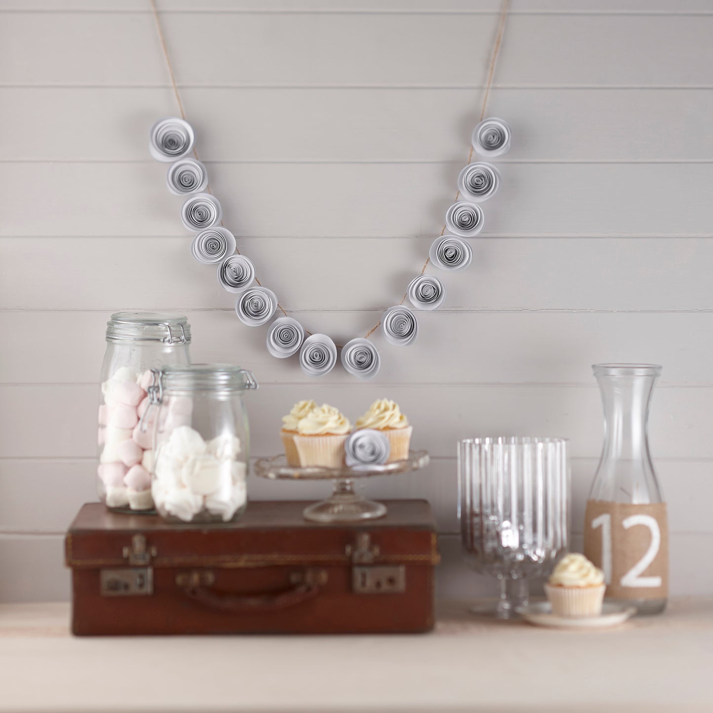 White Paper Flower Garland