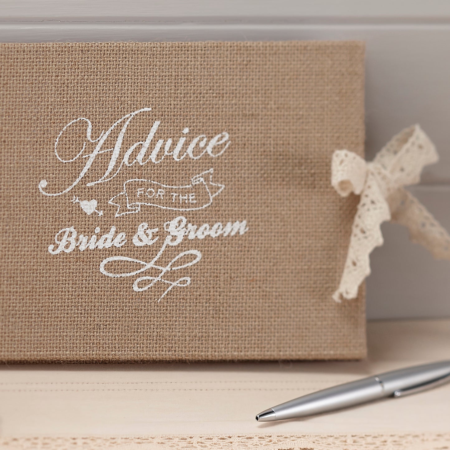 Advice for the Bride & Groom Hessian Burlap Book - Vintage Affair
