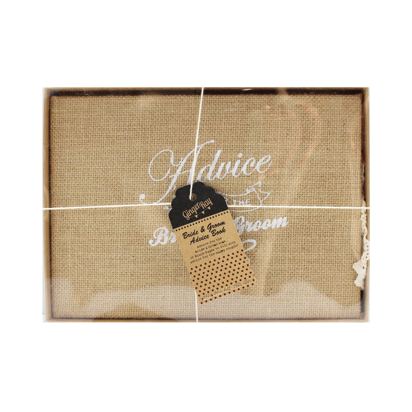 Advice for the Bride & Groom Hessian Burlap Book - Vintage Affair