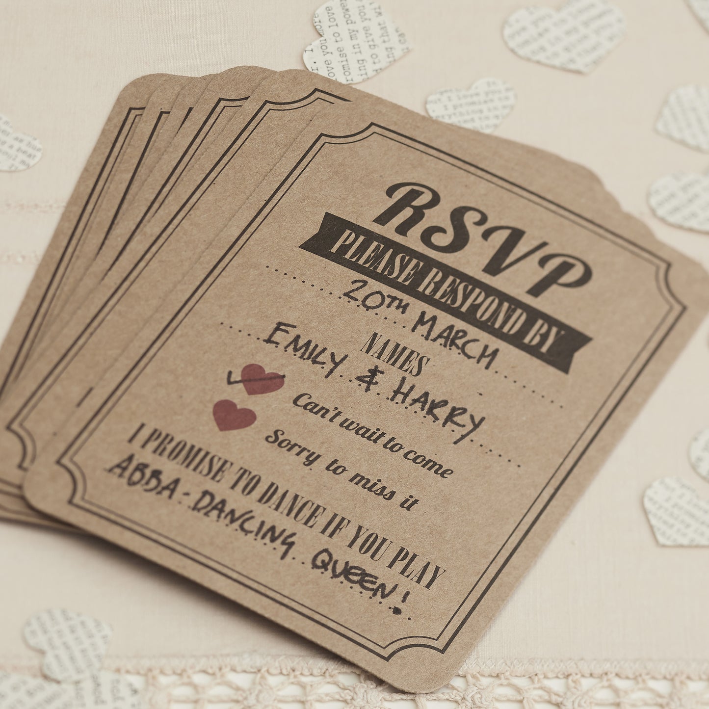 RSVP Cards in Brown Kraft - Vintage Affair