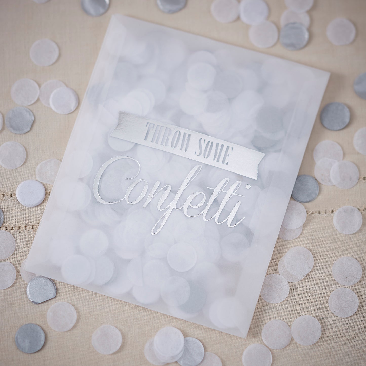 Tissue Confetti Envelopes - Silver - Vintage Affair