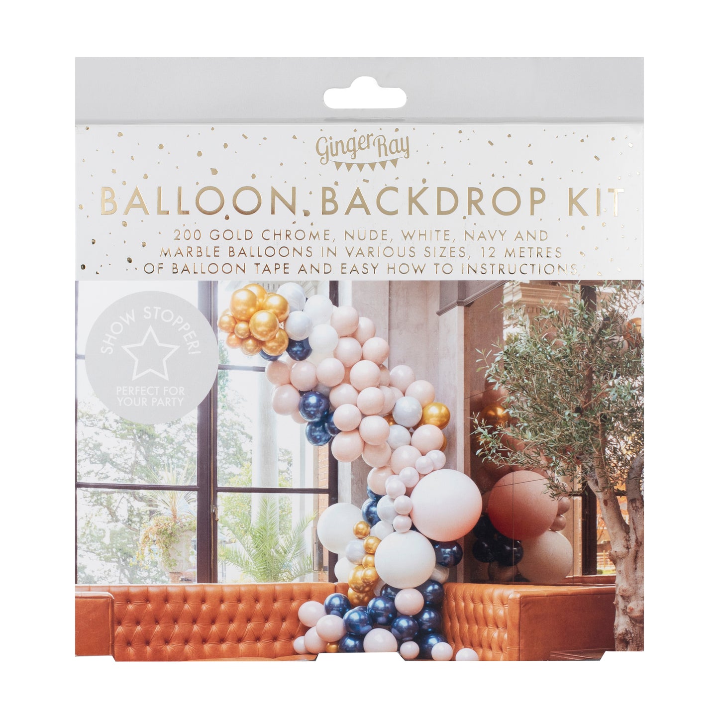 Luxe Marble, Navy & Gold Chrome Balloon Arch Kit