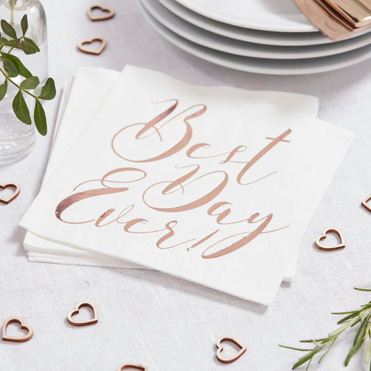 Rose Gold Best Day Ever Napkins - Beautiful Botanics