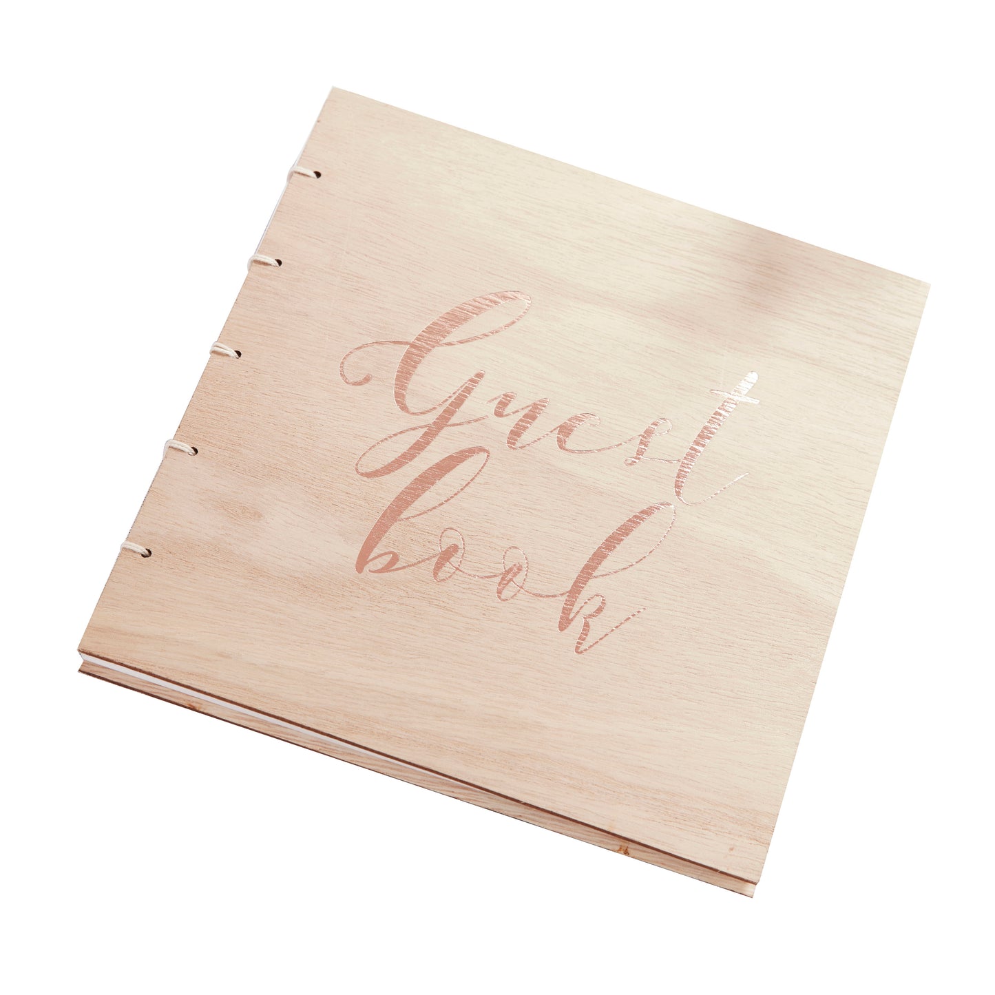 Rose Gold Wooden Wedding Guest Book
