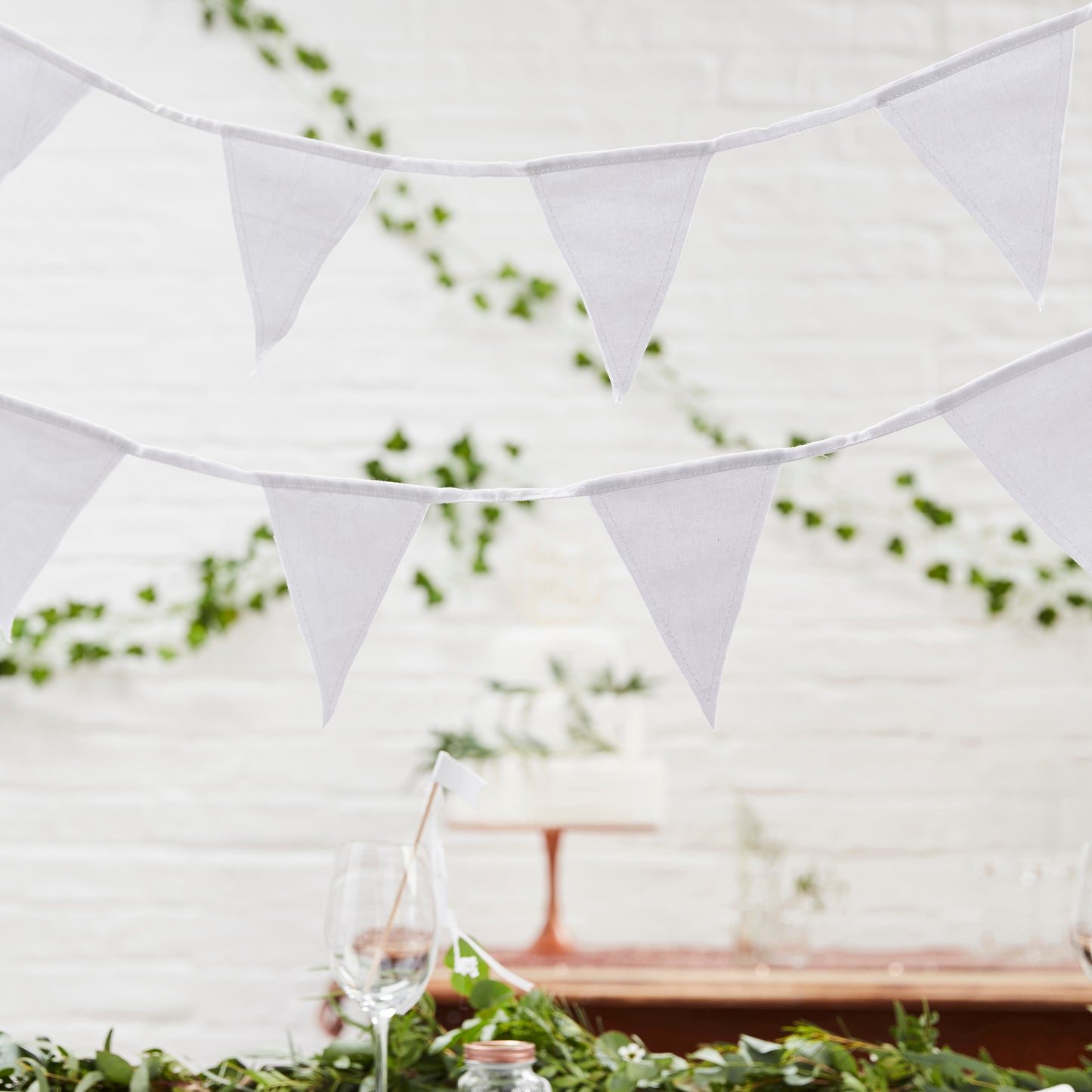 White Fabric Flag Bunting