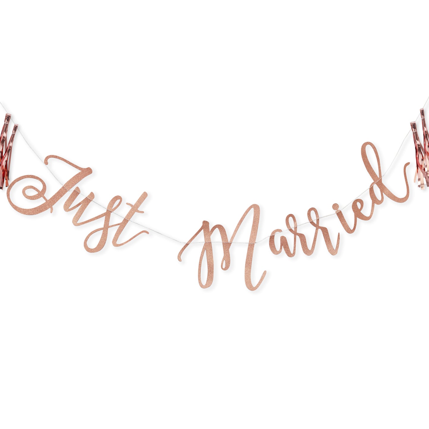 Just Married Rose Gold Glitter Bunting