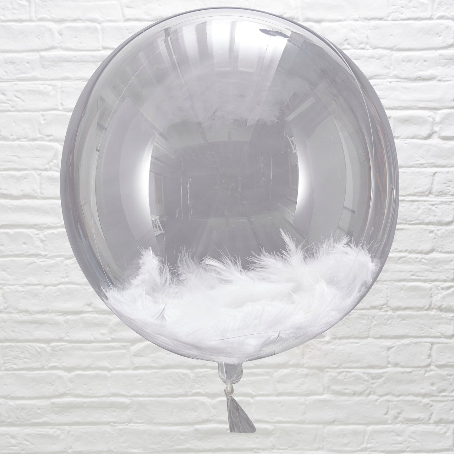 Giant Orb White Feather Balloons
