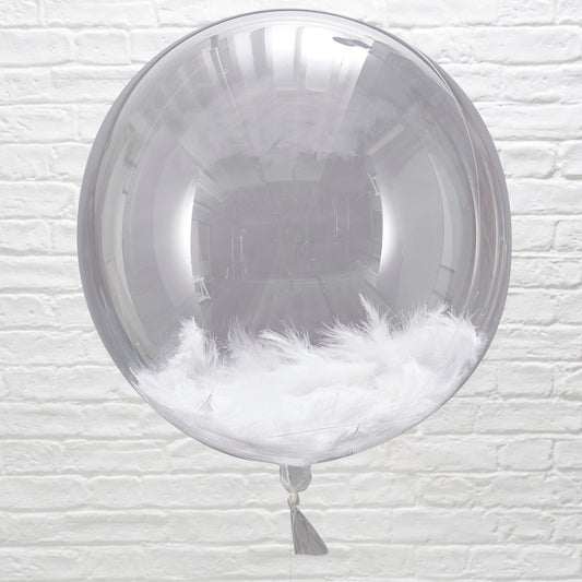 Giant Orb White Feather Balloons
