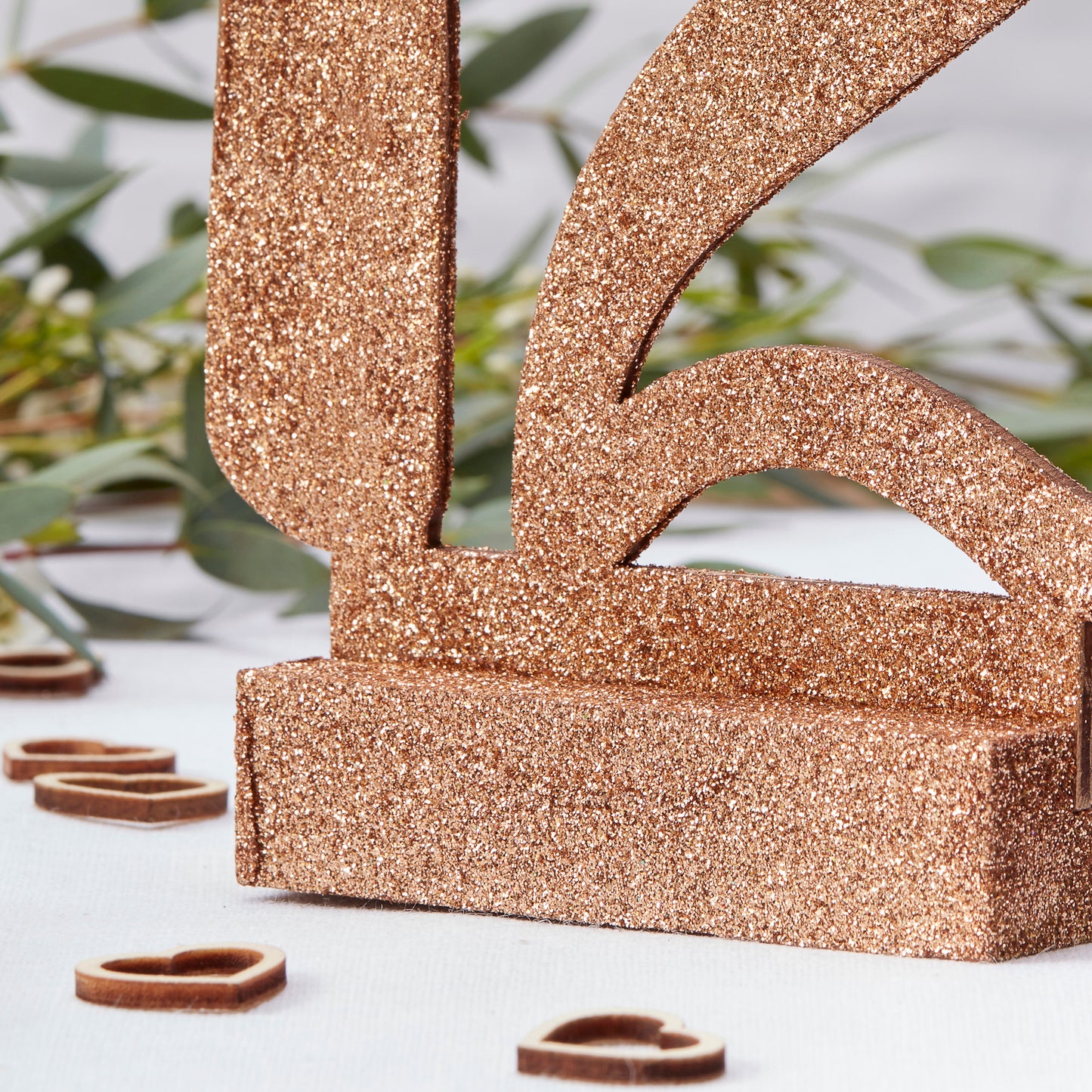 Rose Gold Glitter Wooden Table Numbers 1-12