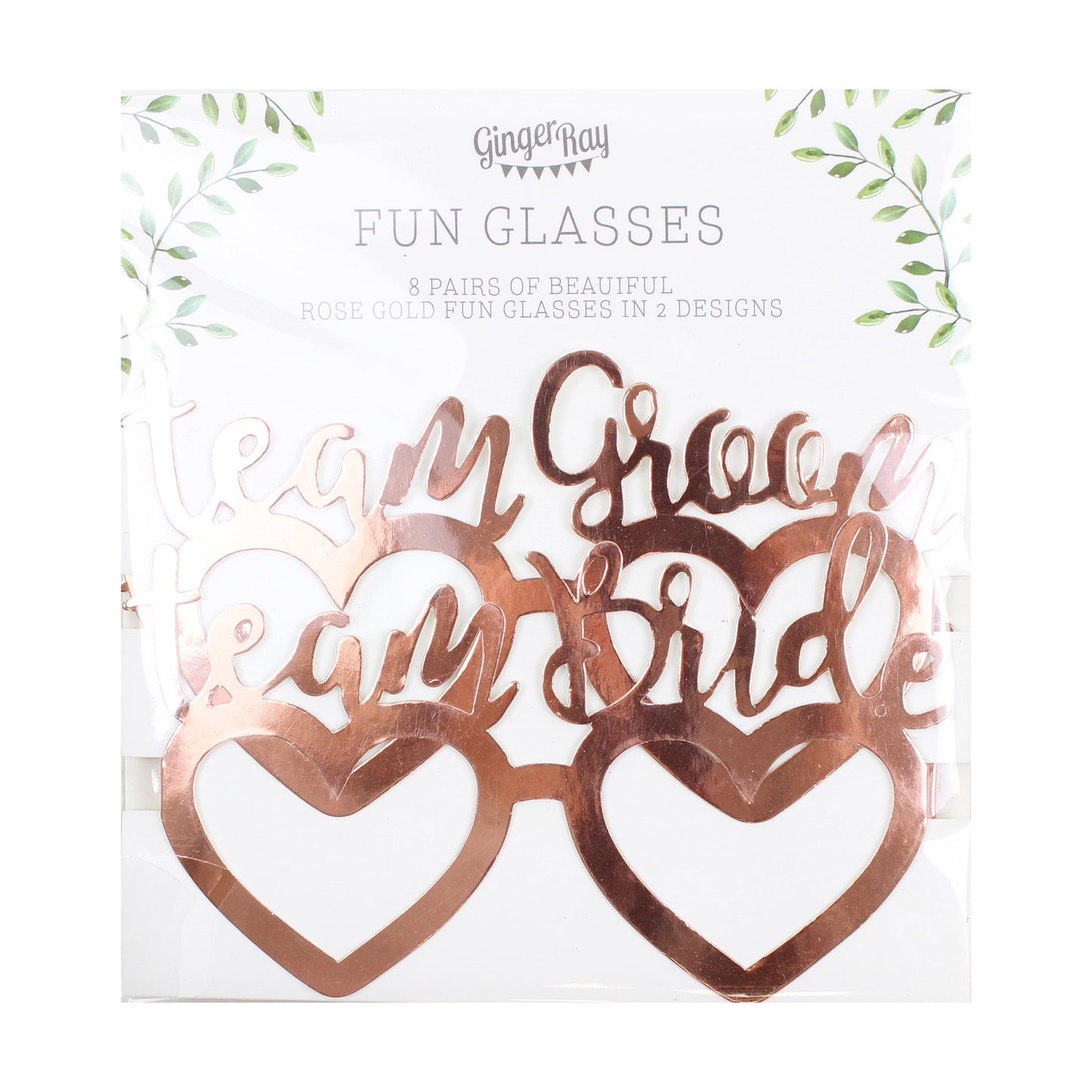 Rose Gold Foiled Team Bride Team Groom Fun glasses - Beautiful Botanics
