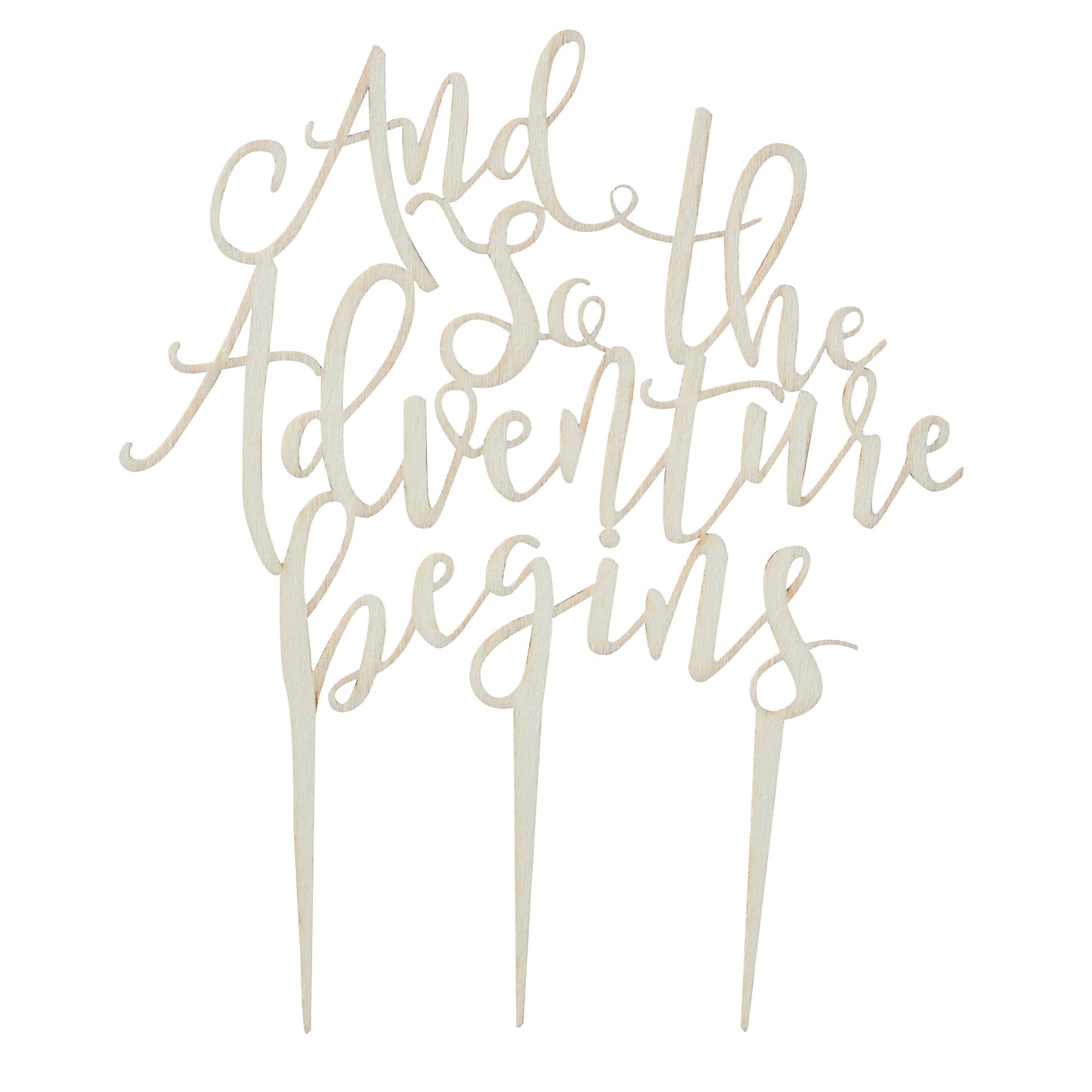 And So The Adventure Begins Wooden Cake Topper - Beautiful Botanics