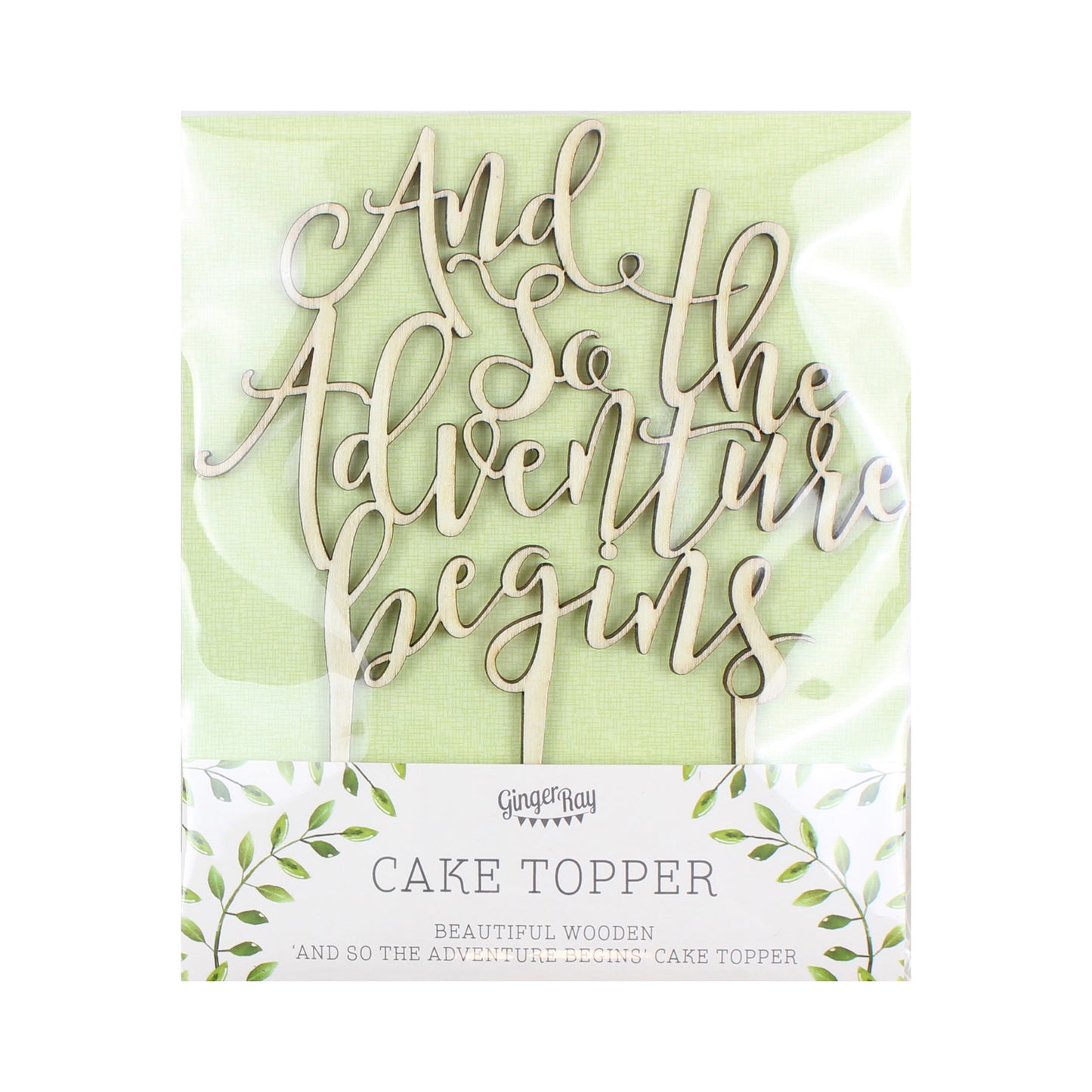 And So The Adventure Begins Wooden Cake Topper - Beautiful Botanics