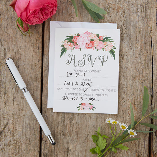 Hand Illustrated Floral RSVP Cards - Boho