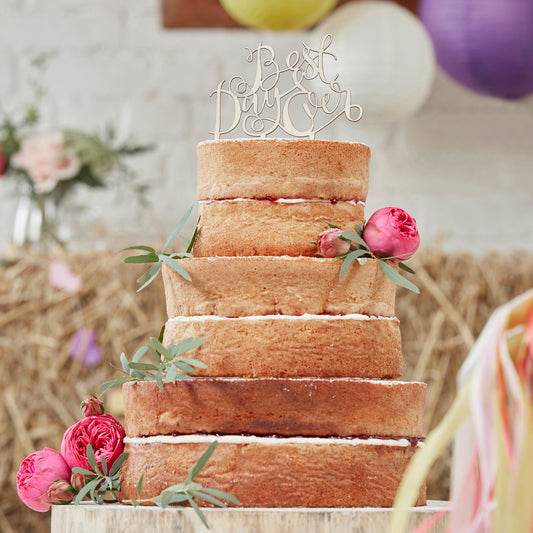 Best Day Ever Wooden Cake Topper - Boho