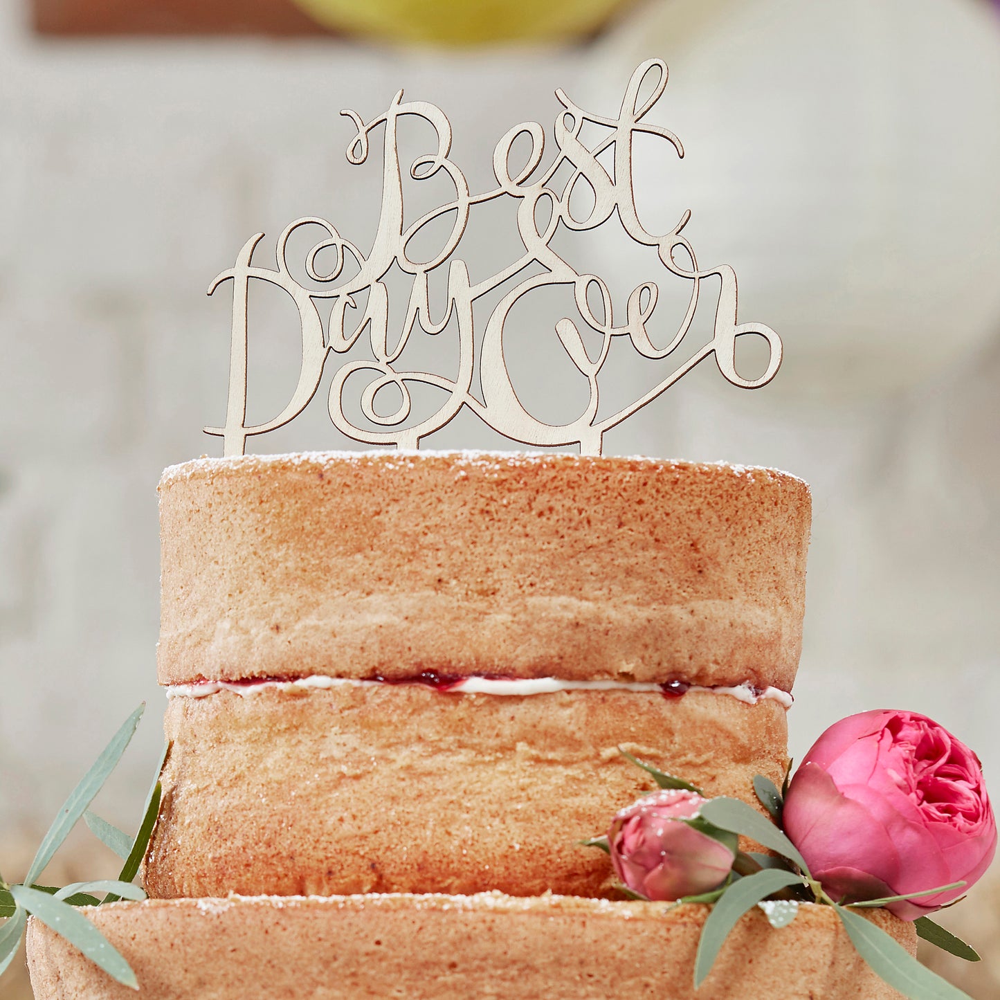 Best Day Ever Wooden Cake Topper - Boho