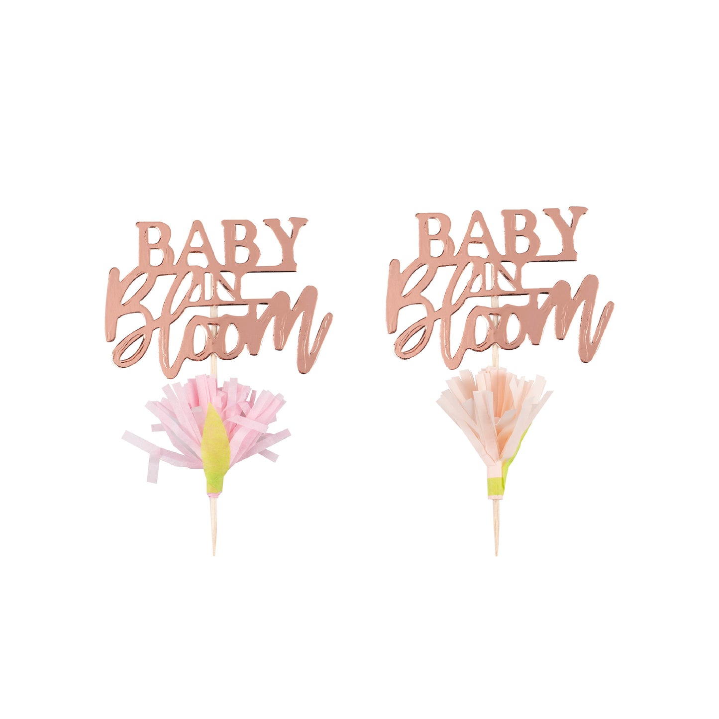 Rose Gold Floral Baby Shower Cupcake Toppers
