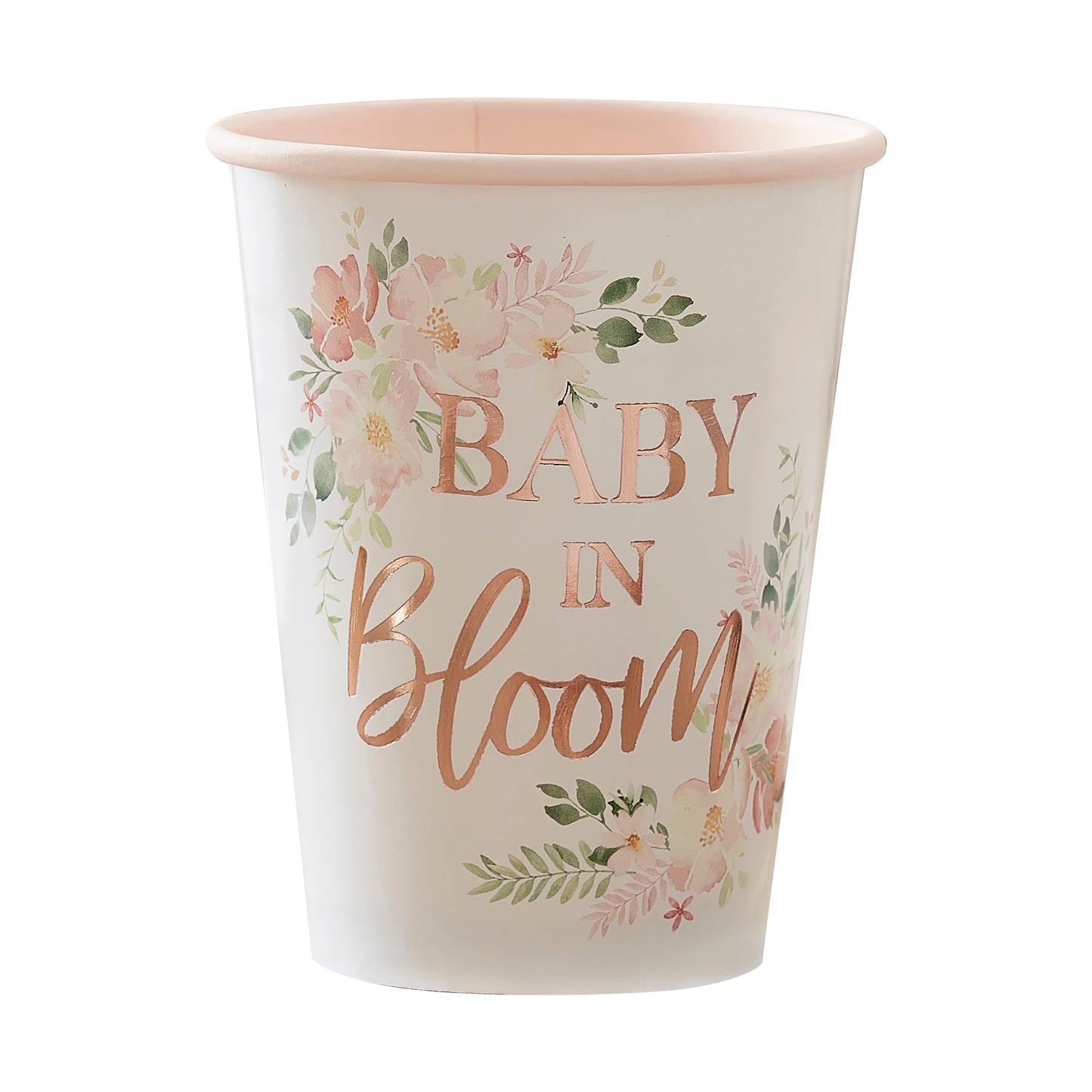 Rose Gold Floral Baby Shower Cups