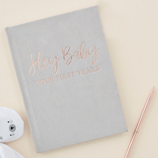 Grey Suede Baby Journal Book