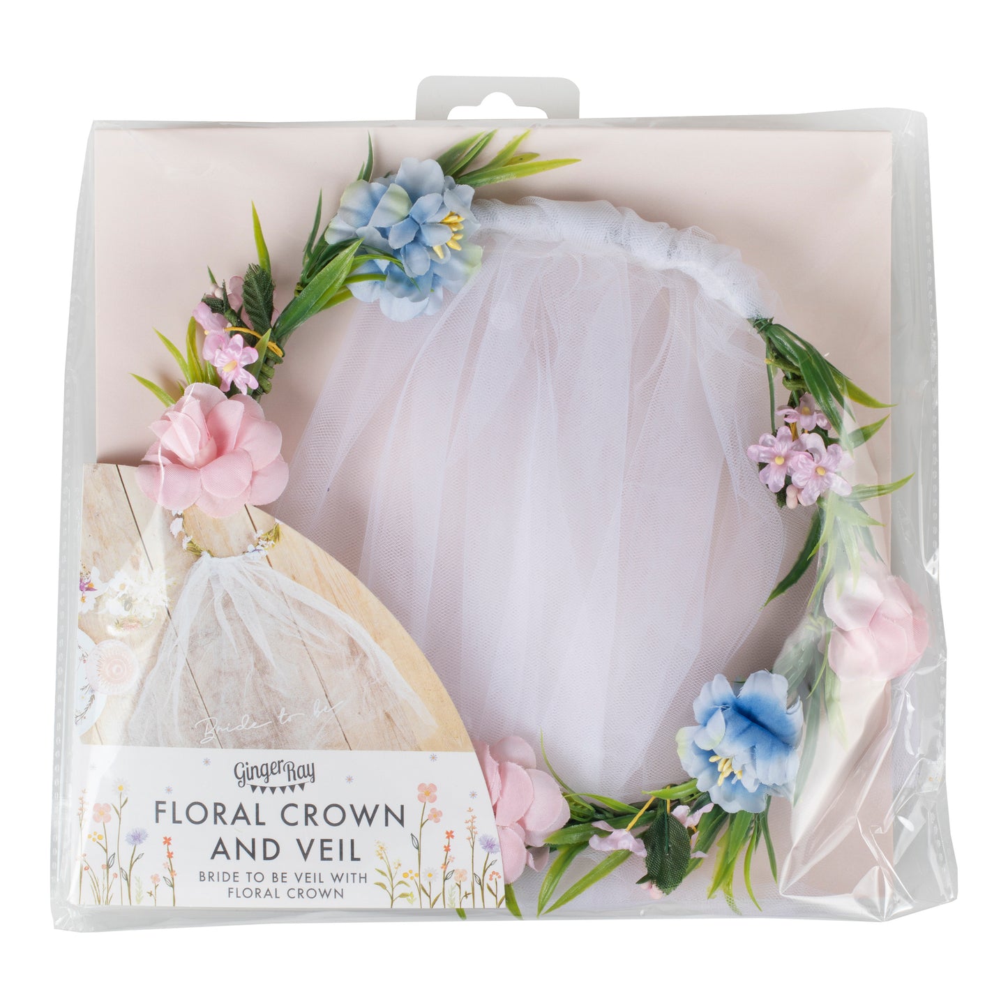 Bride To Be Hen Party Veil with Floral Crown