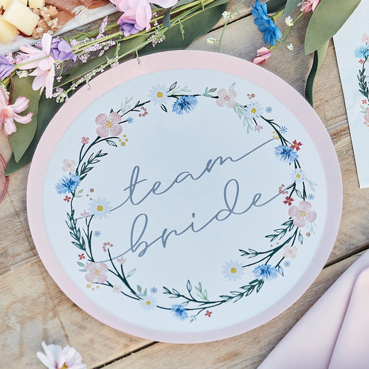 Boho Floral Eco Team Bride Hen Party Plates