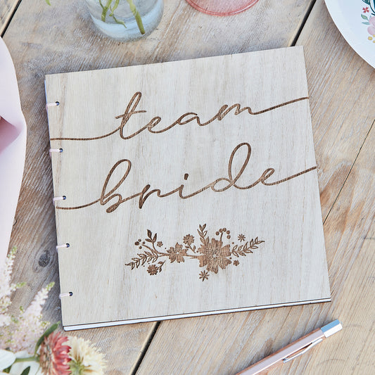 Wooden Boho Team Bride Hen Party Guest Book