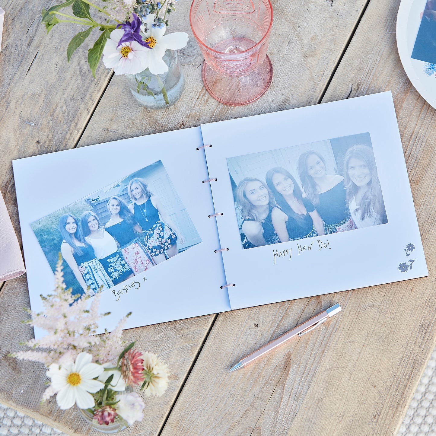 Wooden Boho Team Bride Hen Party Guest Book