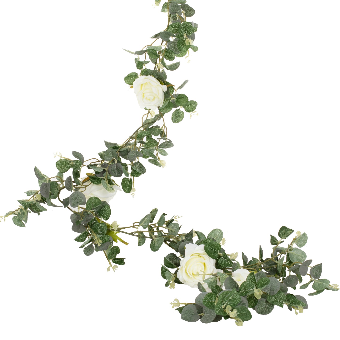Artificial Eucalyptus Garland With White Roses