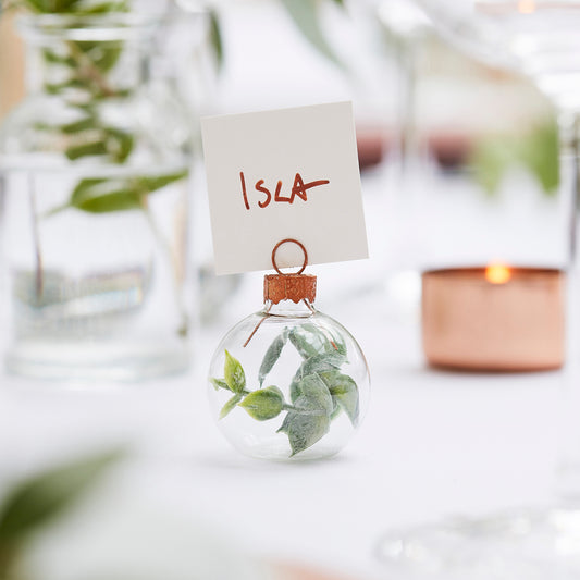 Eucalyptus Bauble Wedding Place Card Holders